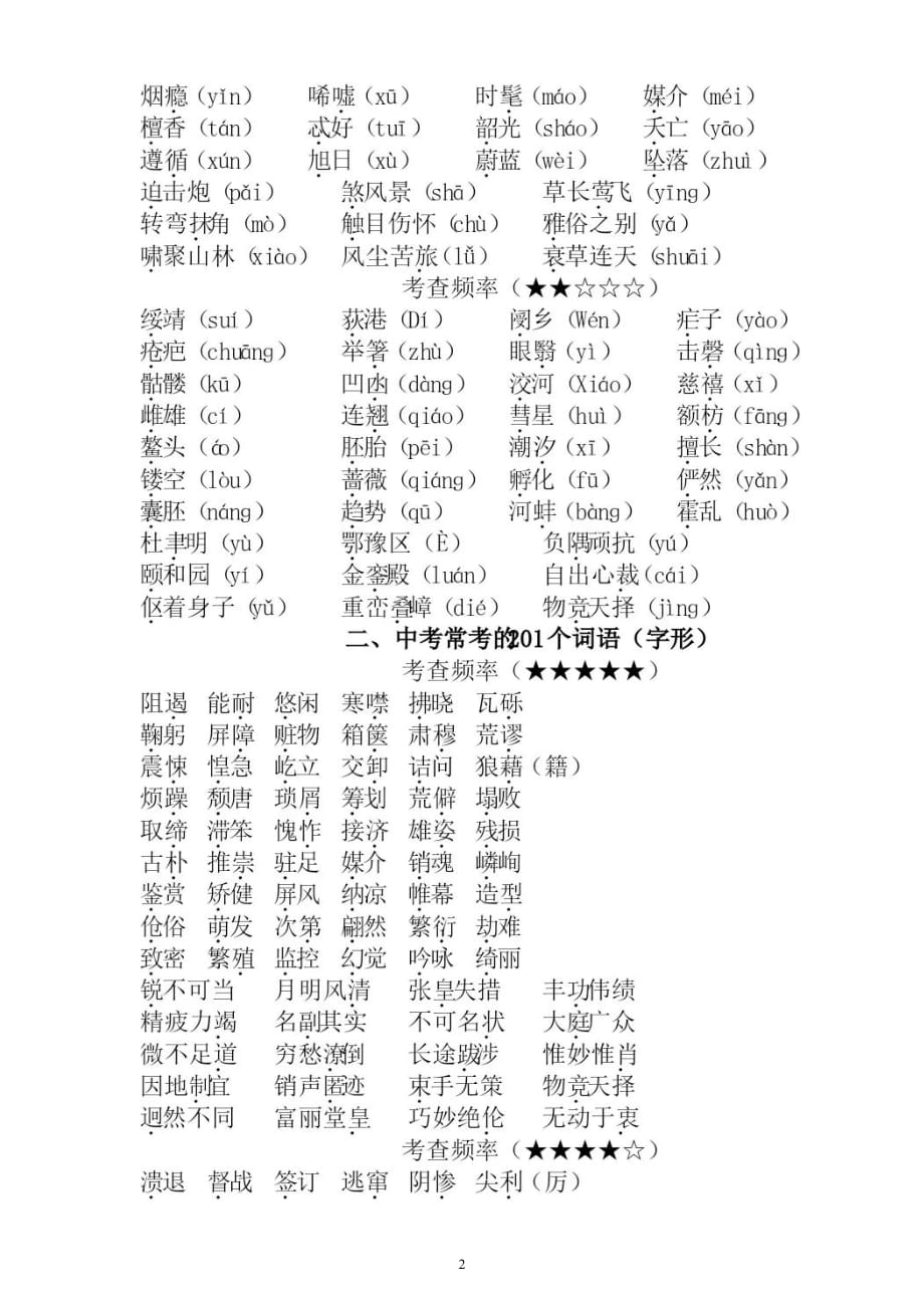 初中语文部编版八年级上册《易错字词》汇总（中考常考）（直接打印每生一份熟记）_第2页
