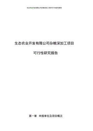 生态农业开发有限公司杂粮深加工项目可行性研究报告