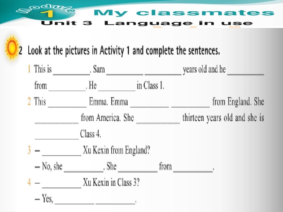 七年级(初一)上册英语Module 1 My classmates 全模块课件M1U3_第5页
