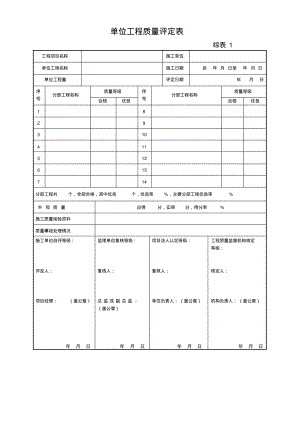 水利水电工程评定表(模板)