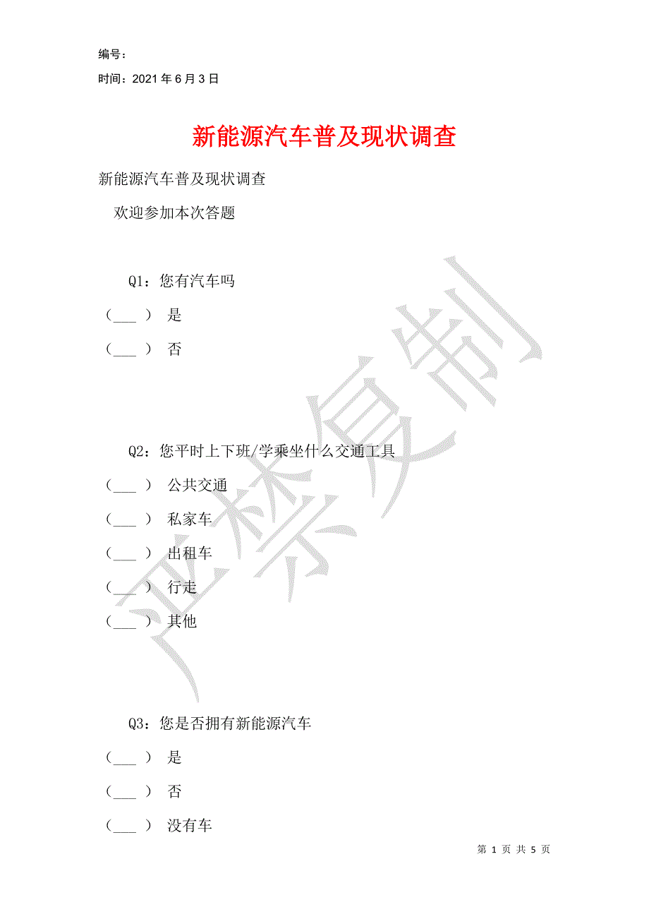 新能源汽车普及现状调查_第1页