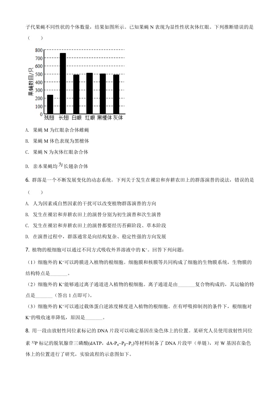 2021年全国统一高考生物试卷（全国甲卷）（试题版）_第2页