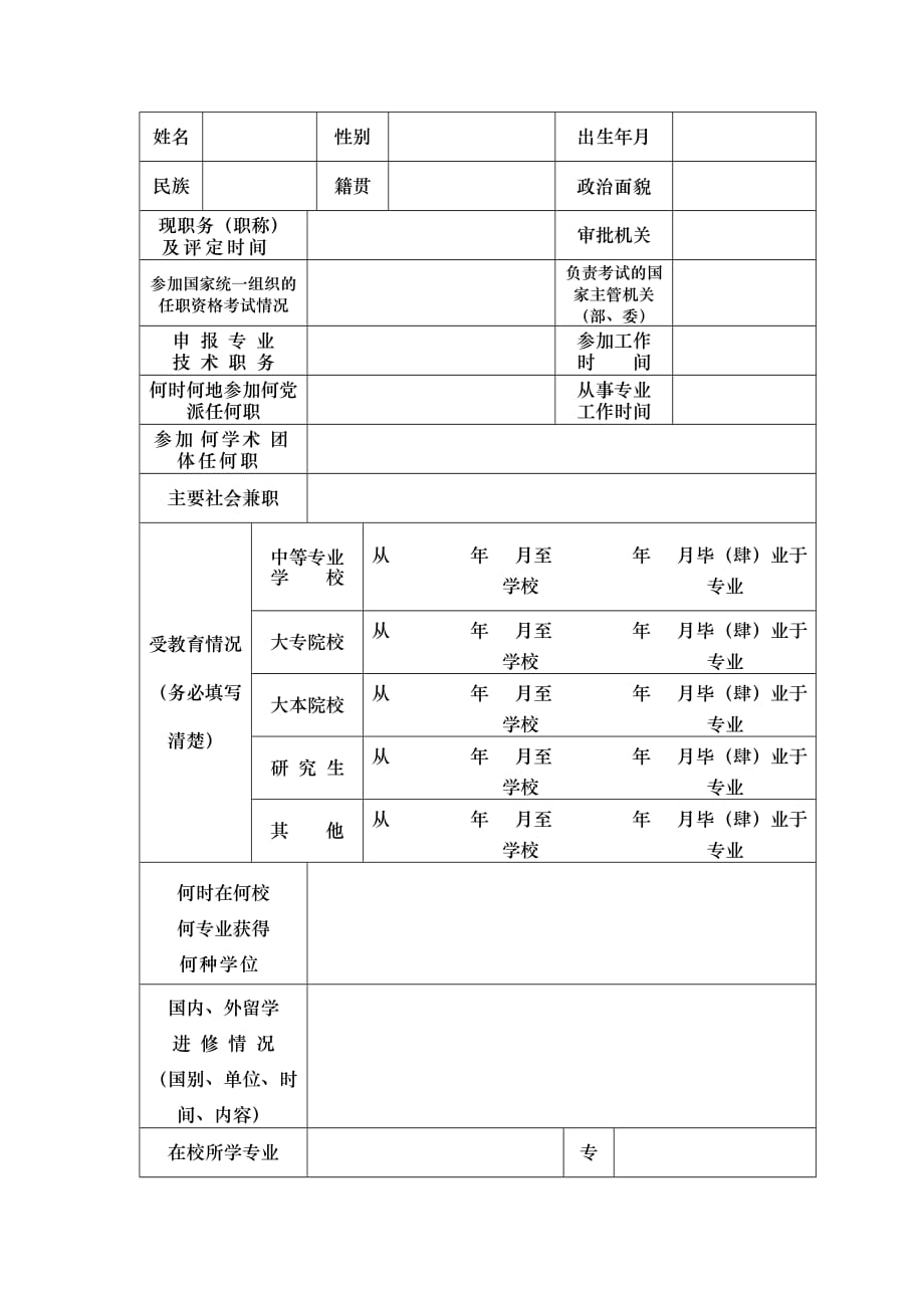 附件3：专业技术职务任职资格申报表_第3页