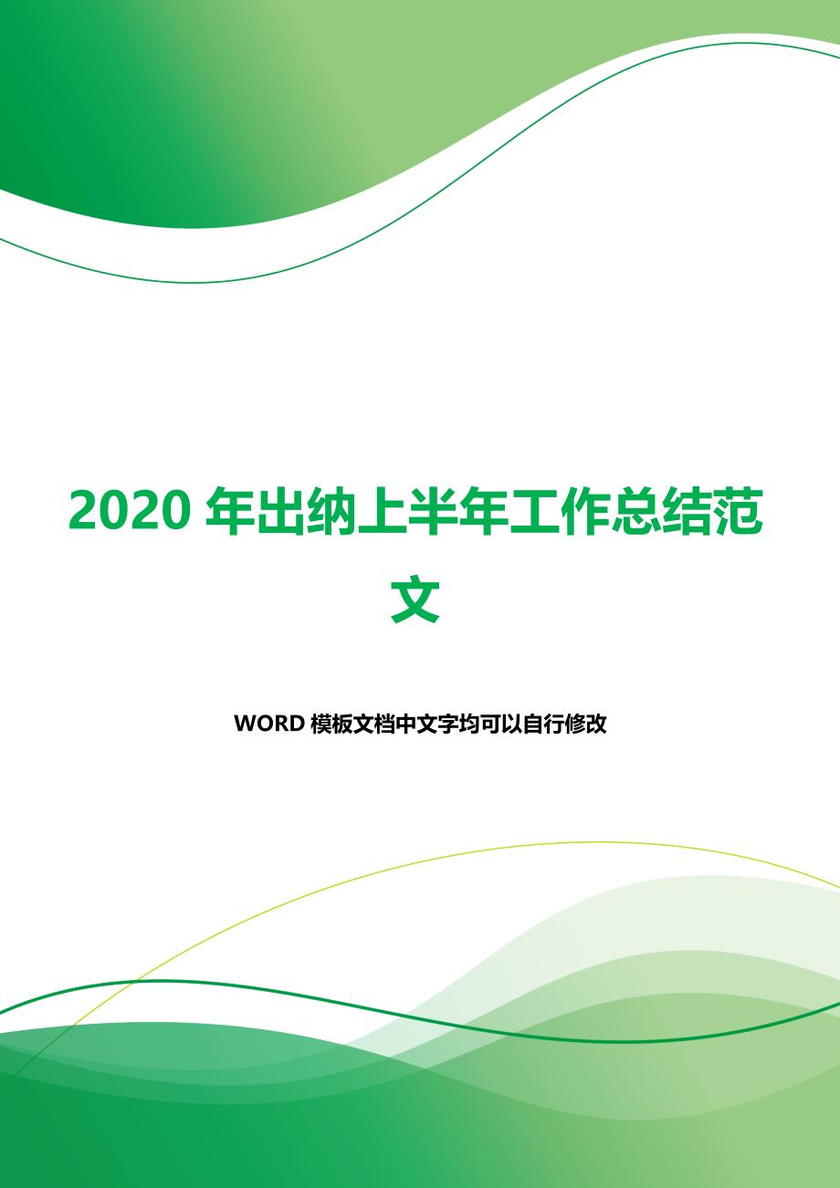 2020年出纳上半年工作总结范文（word模板）._第1页