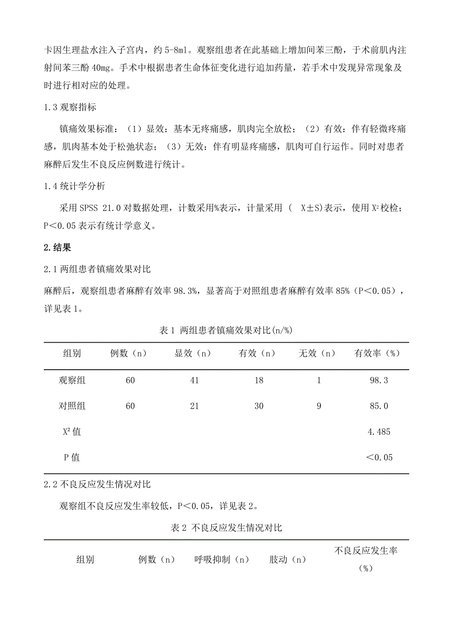 间苯三酚联合利多卡因在人工流产术中的镇痛效果和安全性分析_第3页