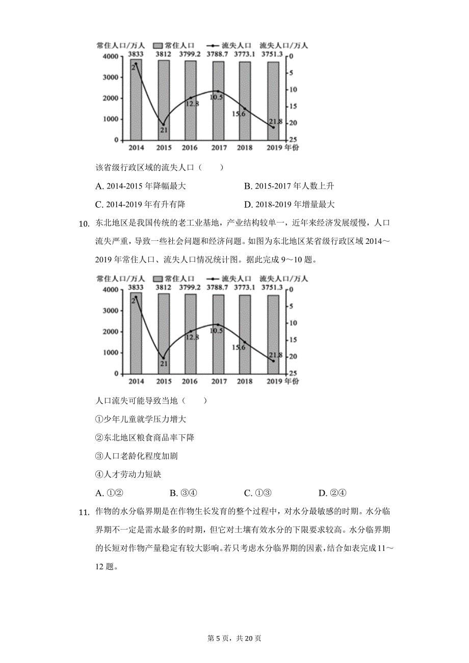 2021年广东省“六校联盟”高考地理第三次联考试卷（三模）（附答案详解）_第5页