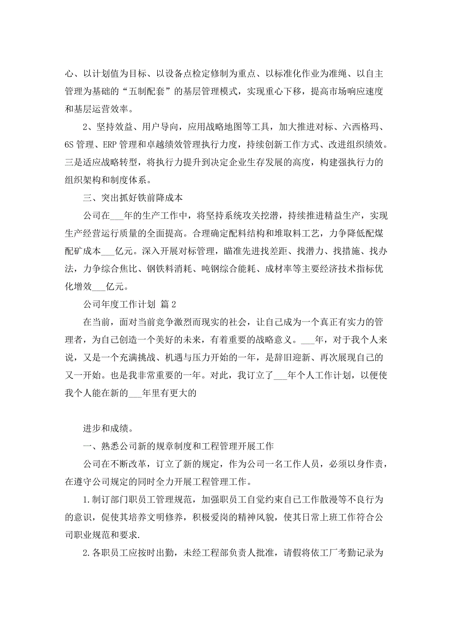 2021年公司年度工作计划十篇_第2页