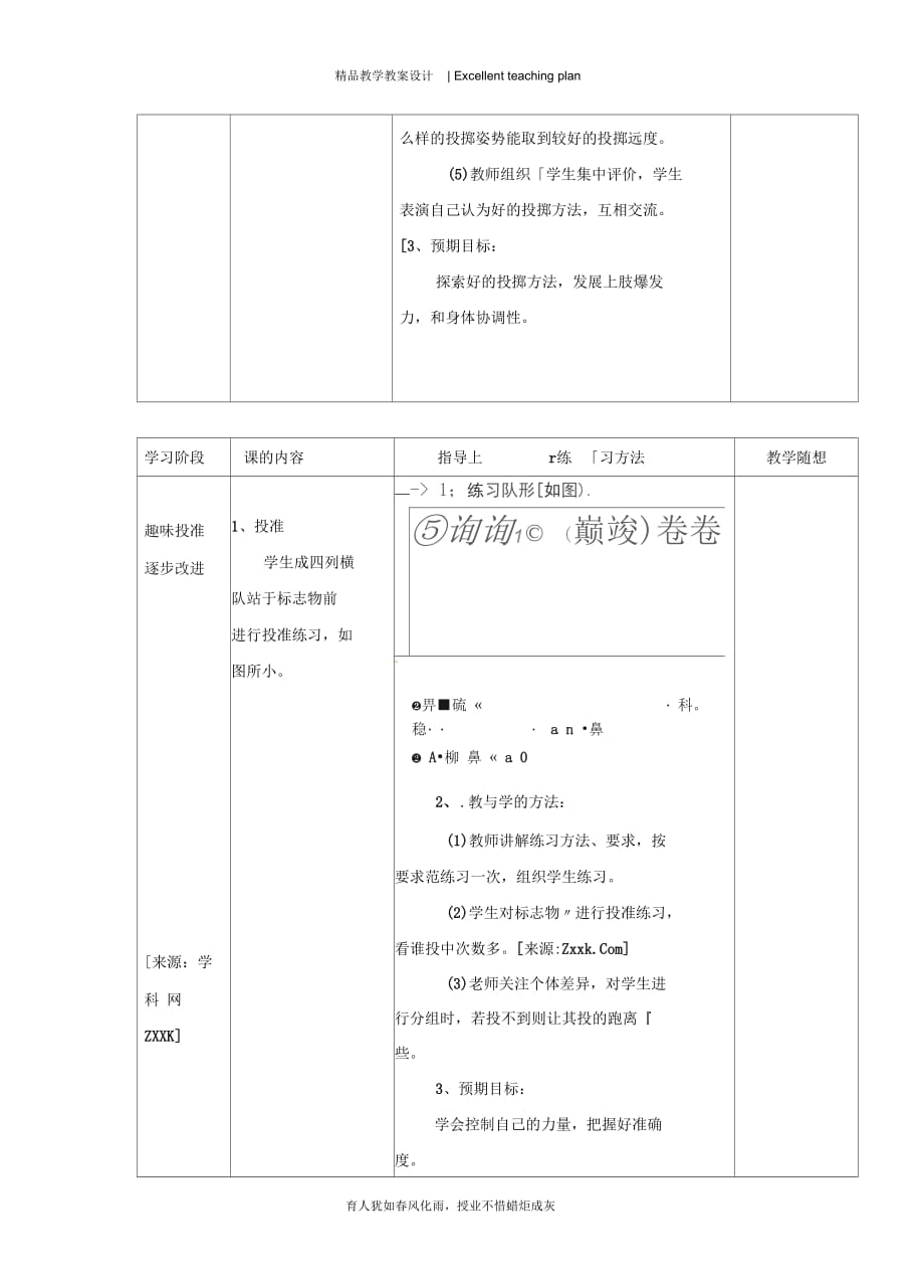 六年级下体育教案新部编本投轻物掷准-通用版_第4页