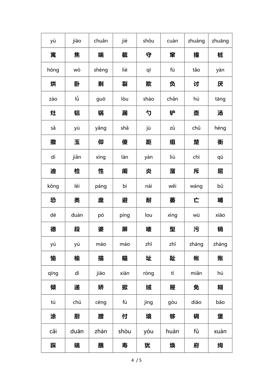 人教版二年级下册语文生字大全_第4页