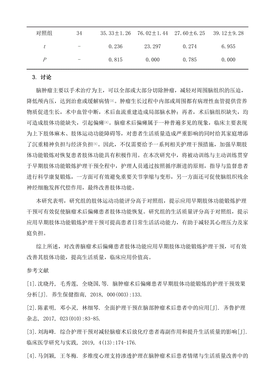 护理干预对在改善脑瘤术后偏瘫患者肢体功能的效果分析_第4页