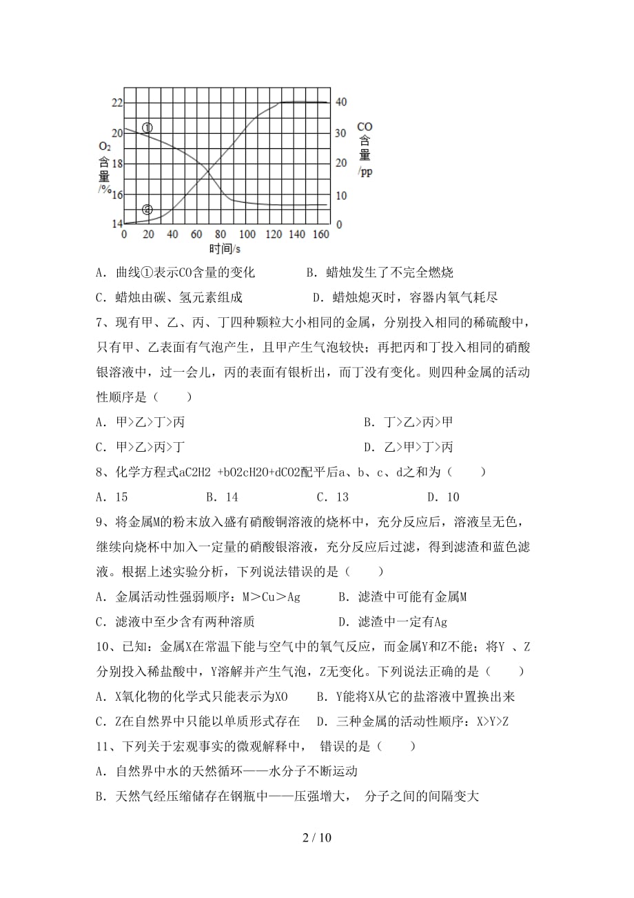 2021年九年级化学上册期中试卷（全面）_第2页