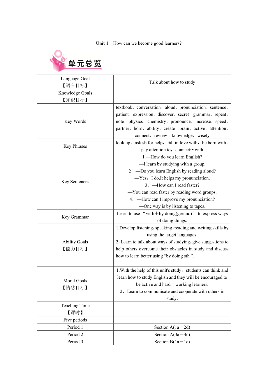 2019秋人教版英语九年级上册(RJ)教案_第1页