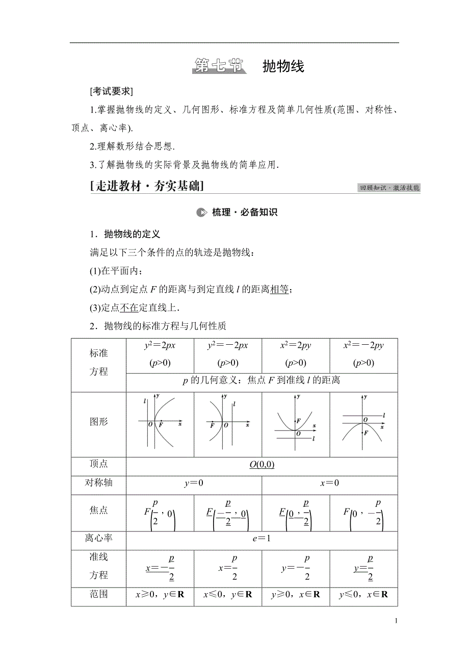 第8章 第7节 抛物线_第1页