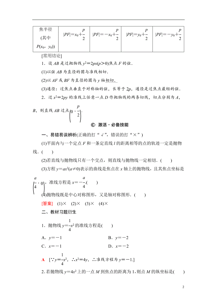 第8章 第7节 抛物线_第2页