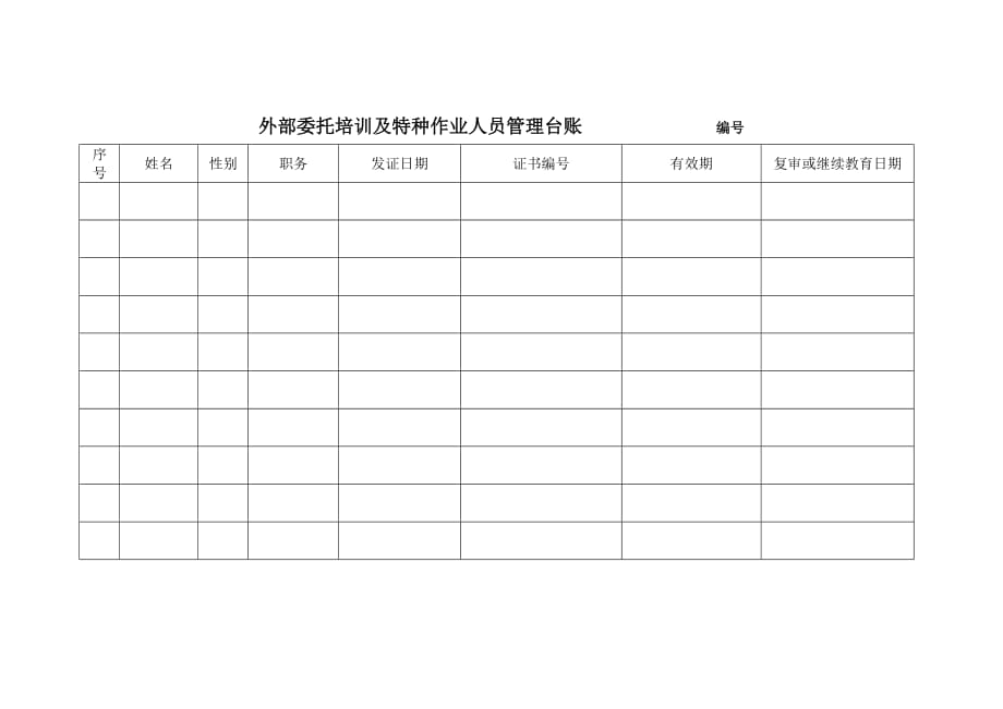 外部委托培训及特种作业人员管理台账_第1页