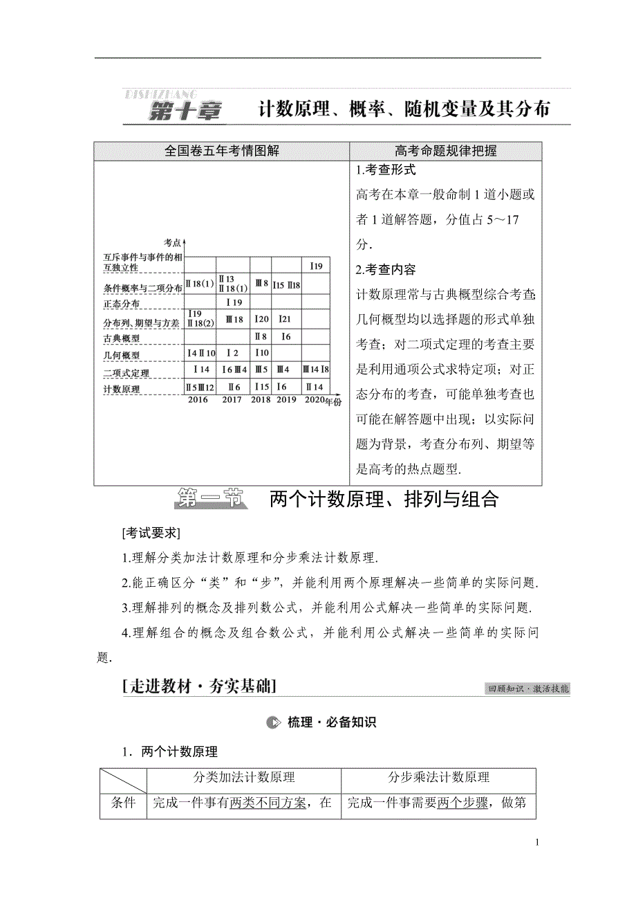 第10章 第1节 两个计数原理、排列与组合_第1页