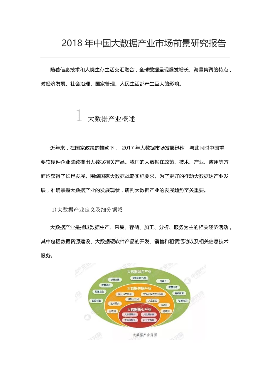 中国大数据产业市场前景研究报告_第1页