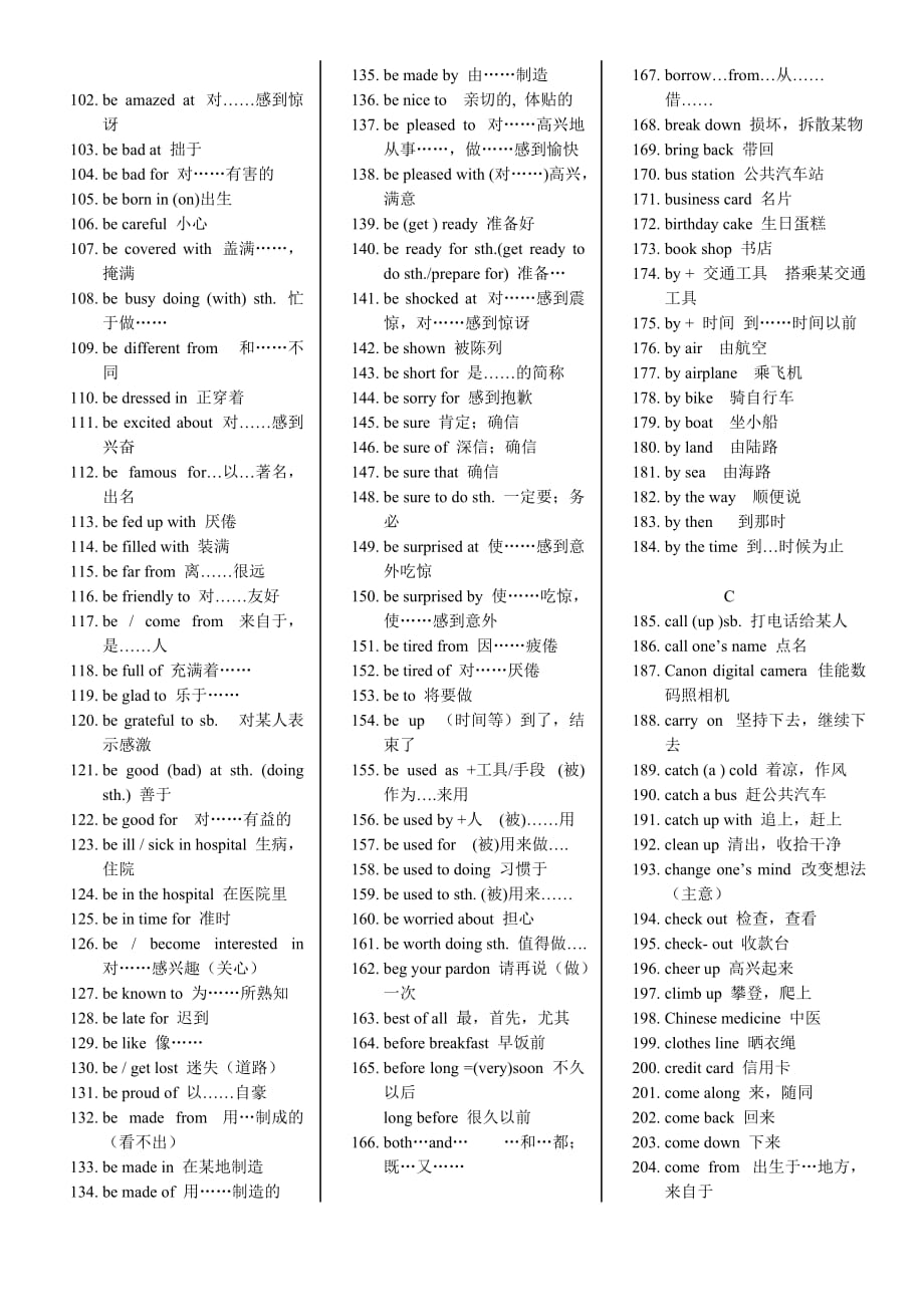 初中英语886个常用短语复习资料_第2页