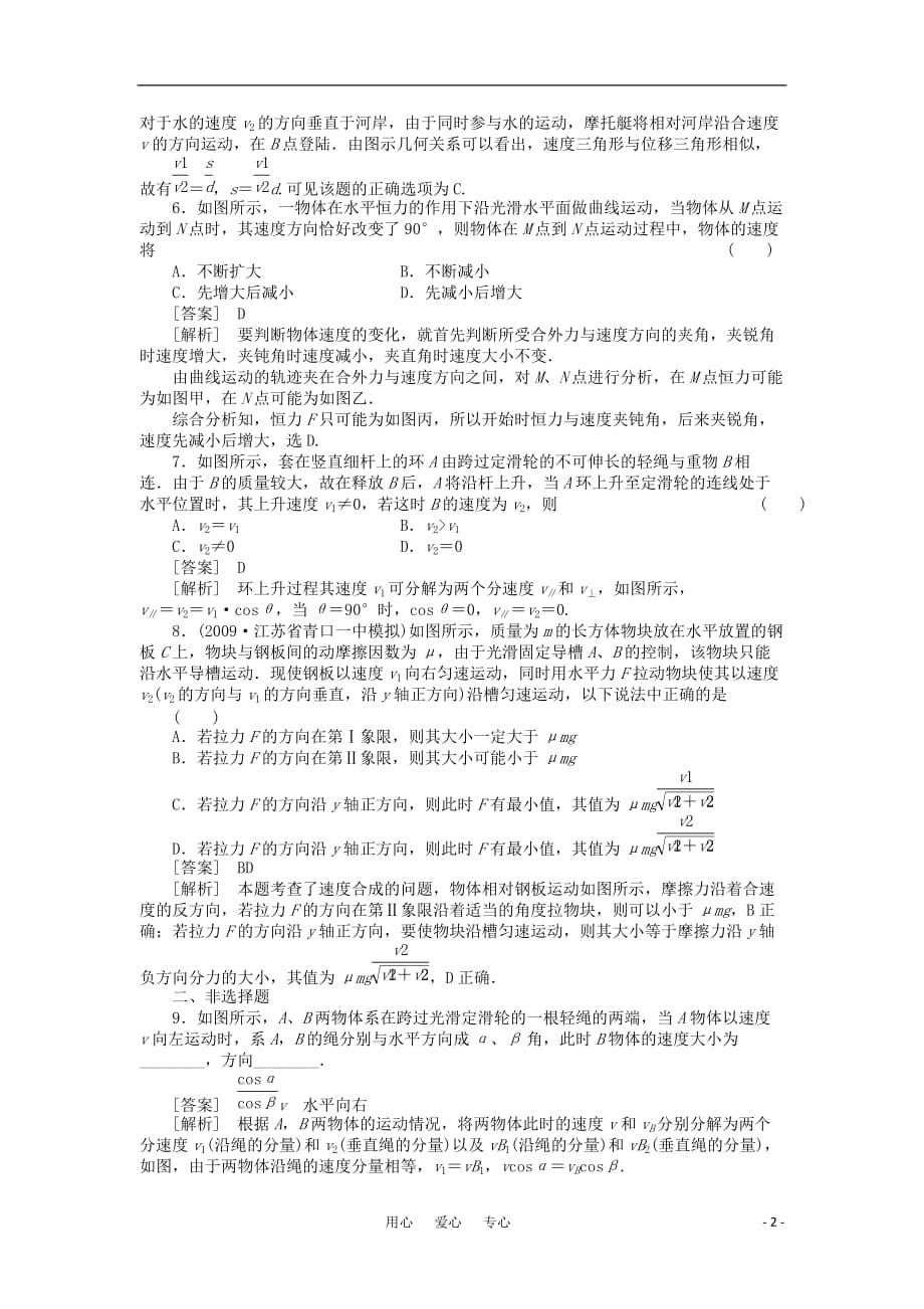 【精品】2011届高考物理第一轮总复习满分练兵场 第4章第1讲_第2页