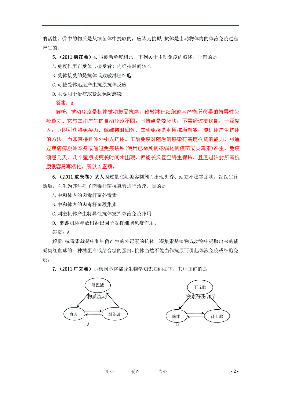 2012最新题库大全2007-2011高考生物试题分项详解专题汇编 11 人体的内环境与稳态_第2页