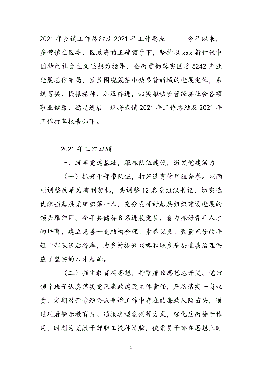 2021年乡镇工作总结及2021年工作要点新编_第2页