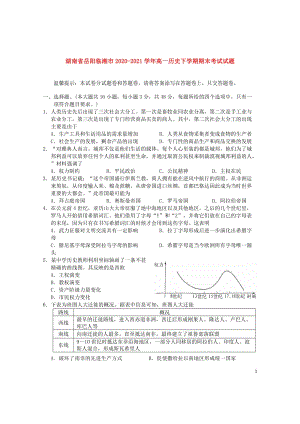 湖南省岳阳临湘市2020—2021学年高一历史下学期期末【试卷+答案】