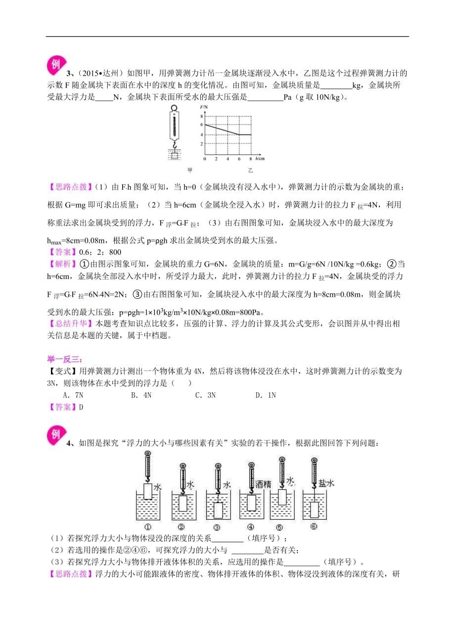 2021年人教版初中物理中考总复习《浮力》(提高）知识讲解 (含答案)_第5页