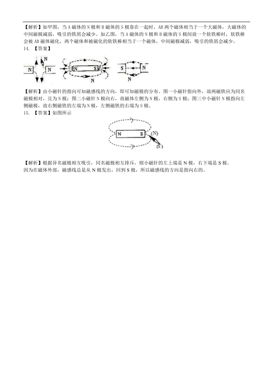 2021年人教版物理九年级全册42《磁现象磁场》巩固练习 (含答案)_第4页