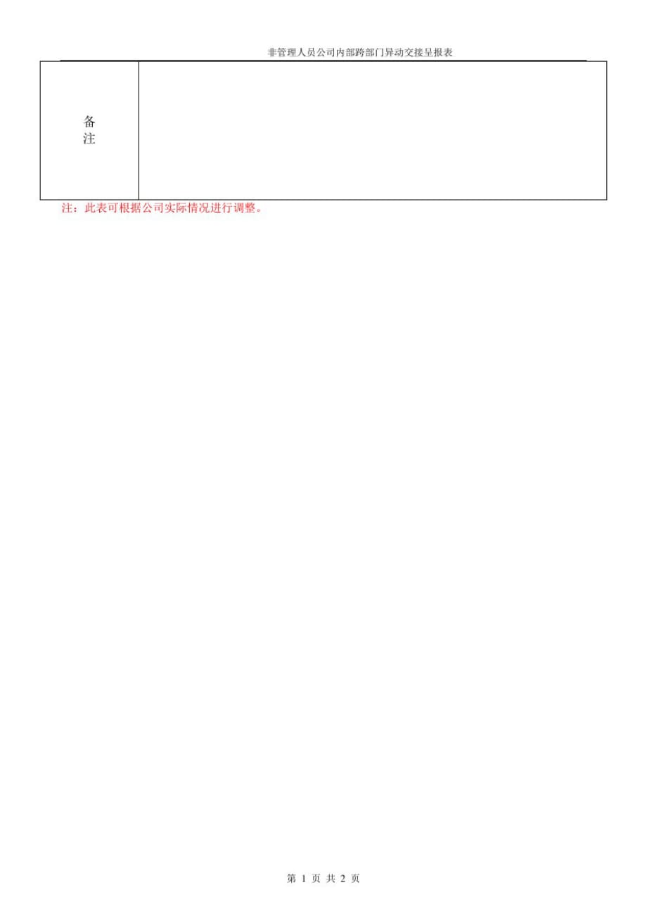 XX集团非管理人员公司内部跨部门异动交接呈报表_第2页