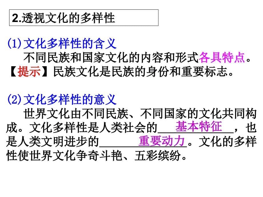 文化生活 第3课 文化的多样性与文化传播 课件-2021届高考（艺体生）政治一轮复习_第5页