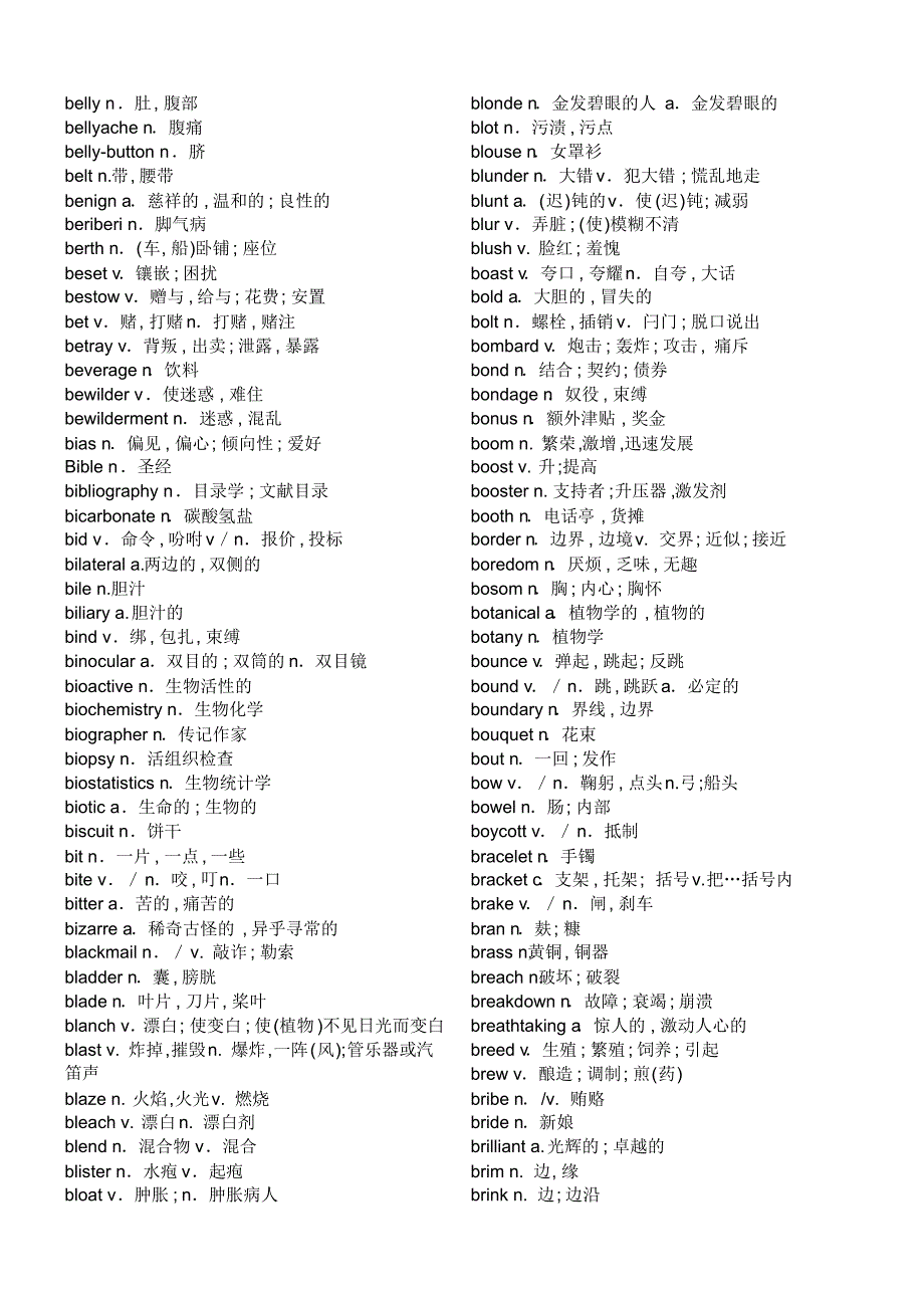 全国医学博士英语统一考试大纲词汇表_第4页