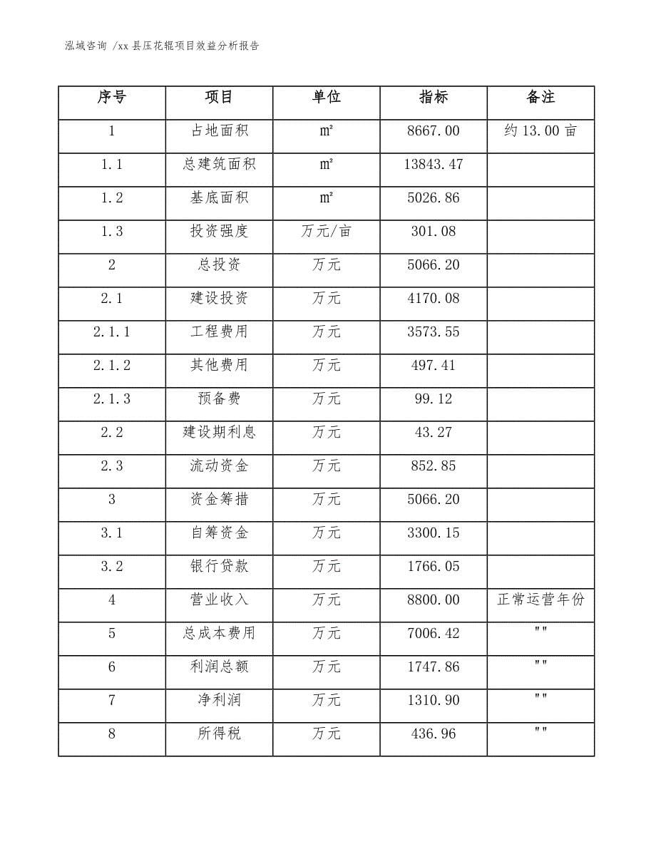 xx县压花辊项目效益分析报告（范文模板）_第5页