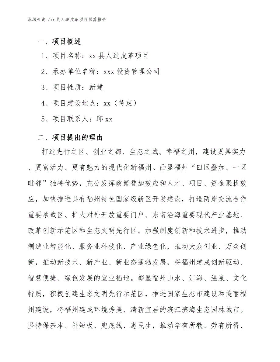 xx县人造皮革项目预算报告（范文模板）_第3页