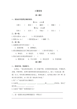 统编小学语文5年级上课课练 2落花生