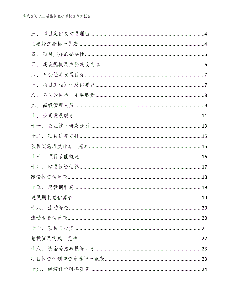 xx县塑料鞋项目投资预算报告（模板参考）_第2页