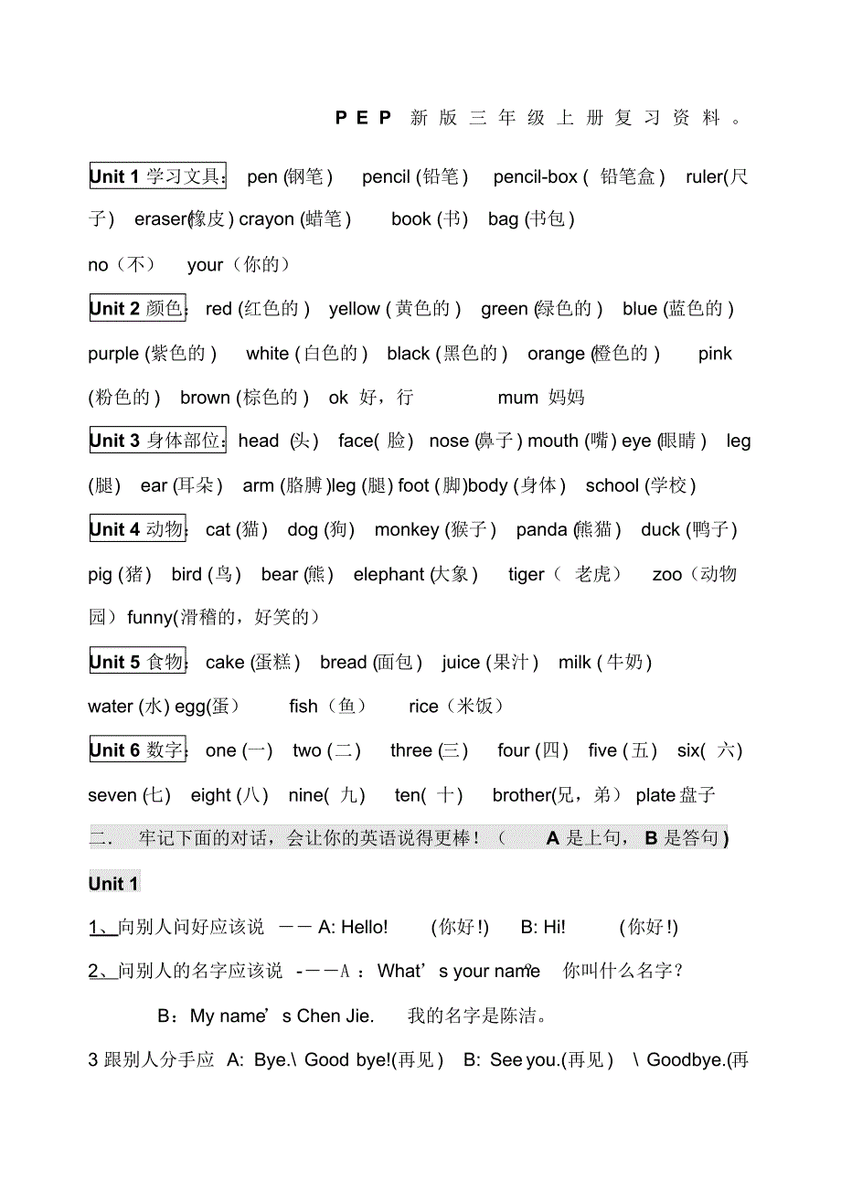 新版人教版小学英语各年级知识点总结-50页_第1页