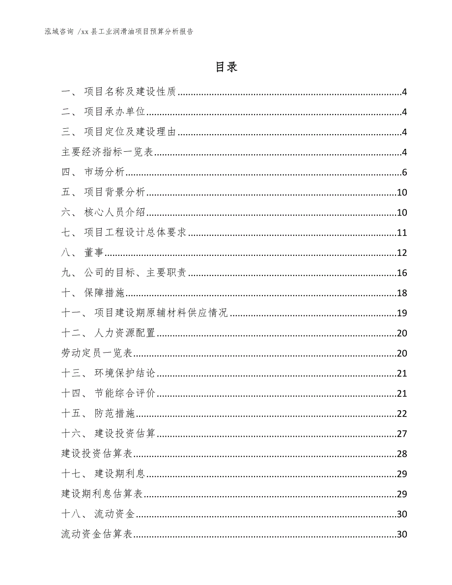 xx县工业润滑油项目预算分析报告（模板）_第2页