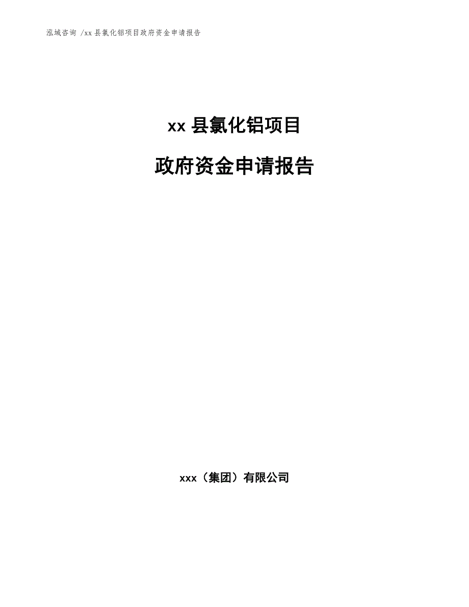 xx县氯化铝项目政府资金申请报告（模板参考）_第1页