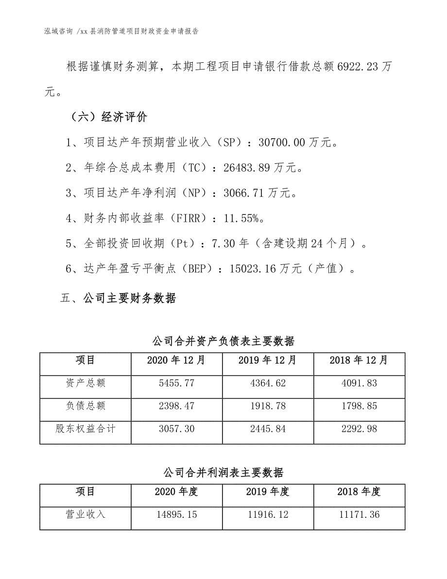 xx县消防管道项目财政资金申请报告（模板参考）_第5页