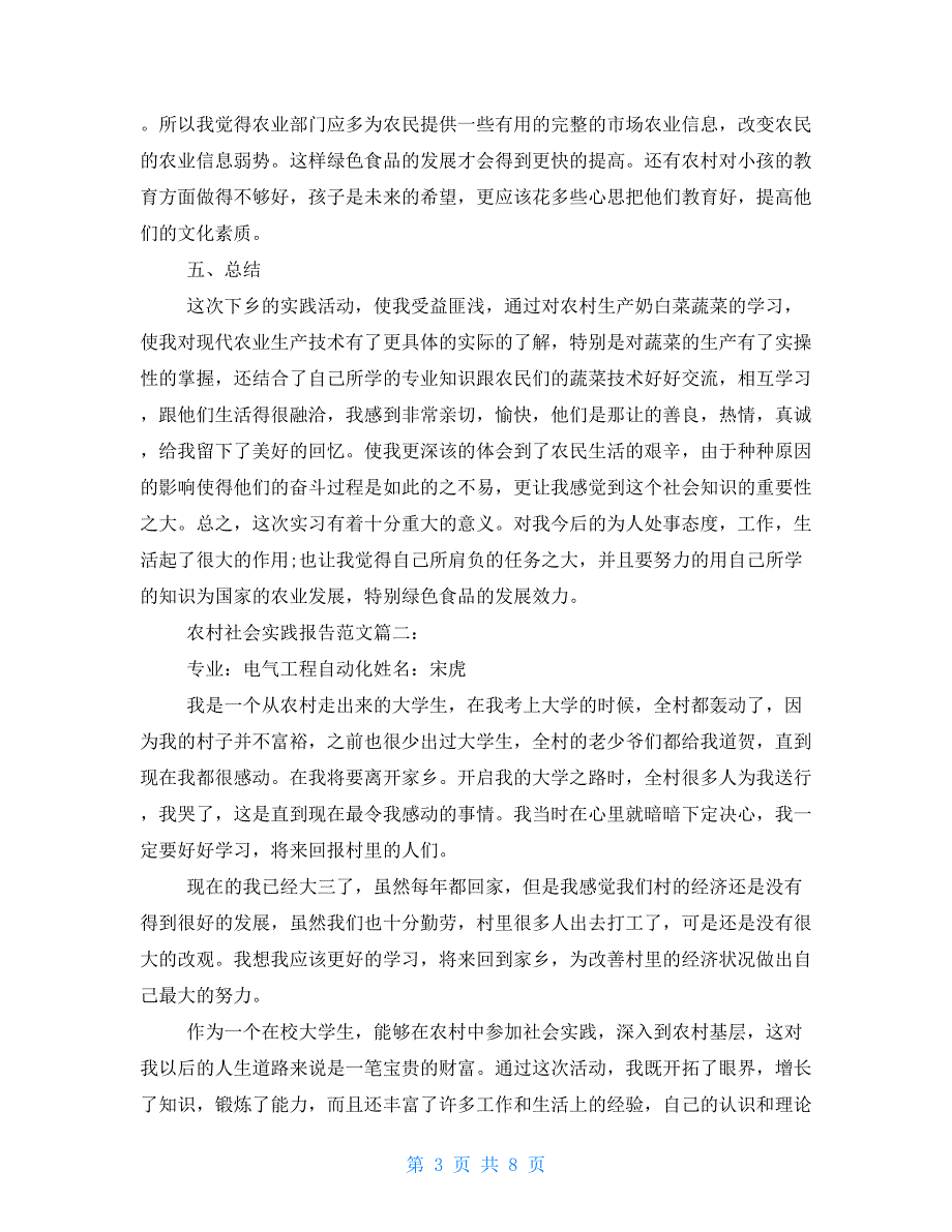 农村社会实践报告例文2021_第3页