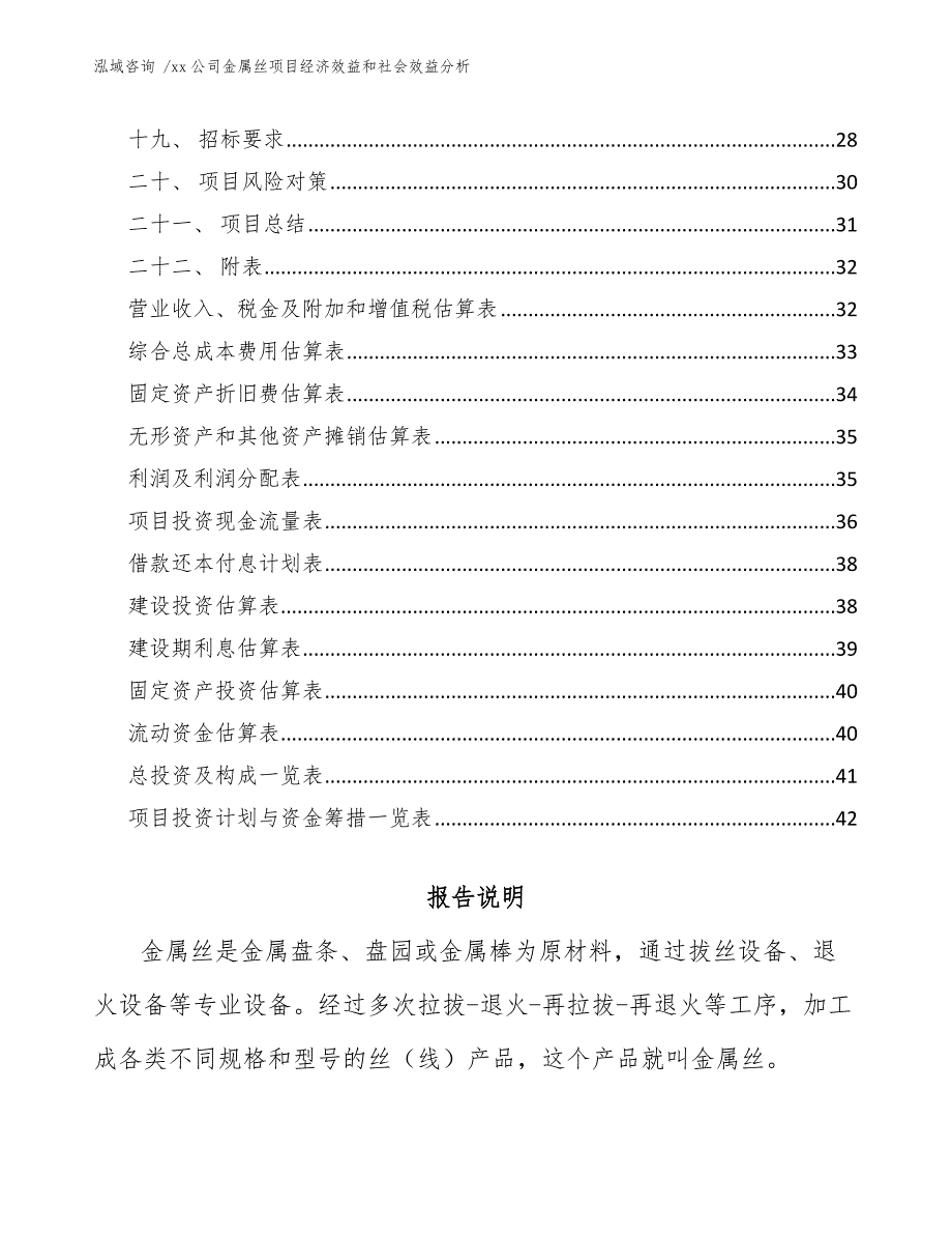 xx公司金属丝项目经济效益和社会效益分析（范文模板）_第2页