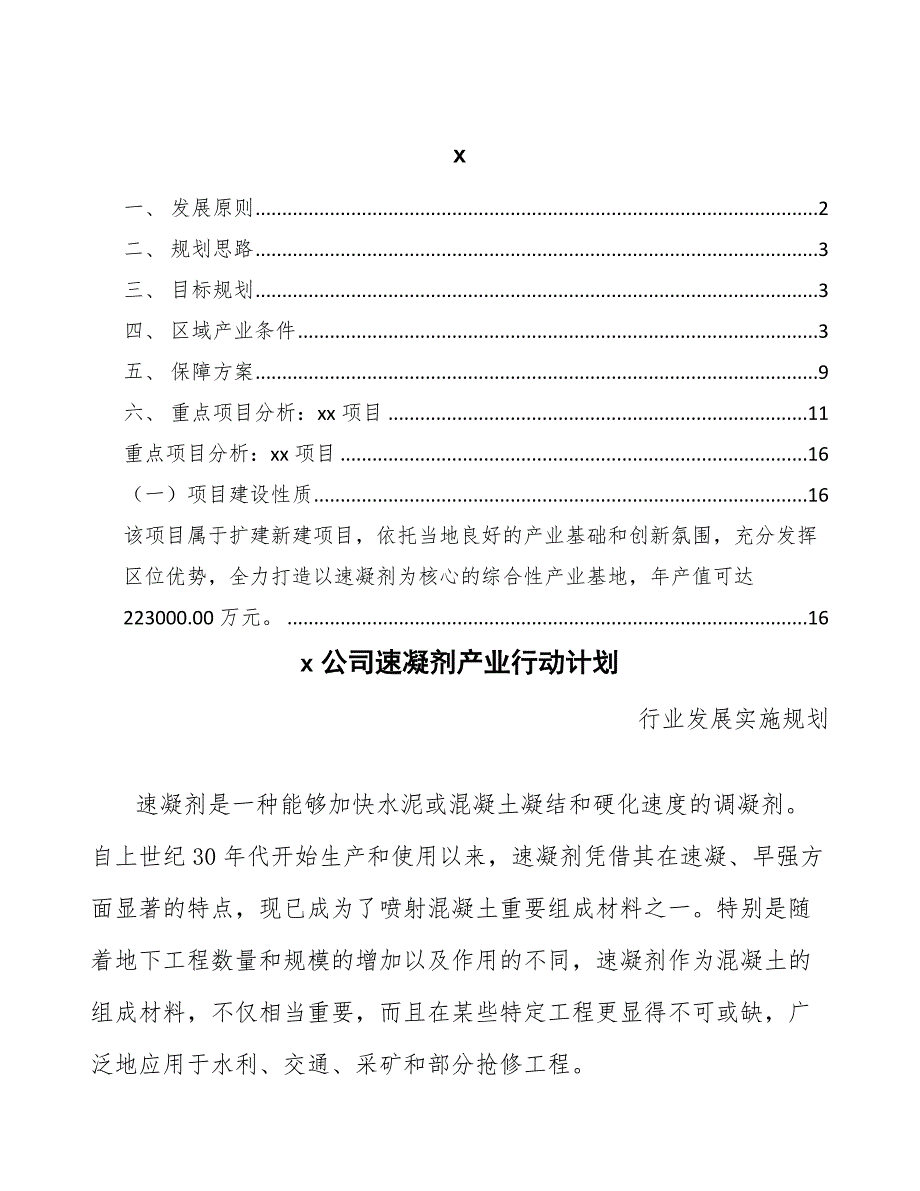 xx公司速凝剂产业行动计划（十四五）_第1页