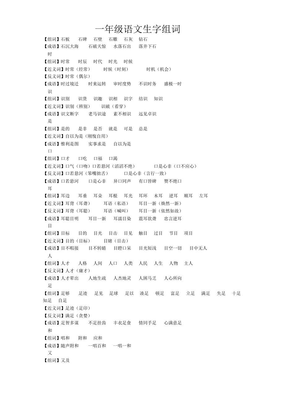 部编版小学一年级下册生字组词、近反义词、成语大全_第3页