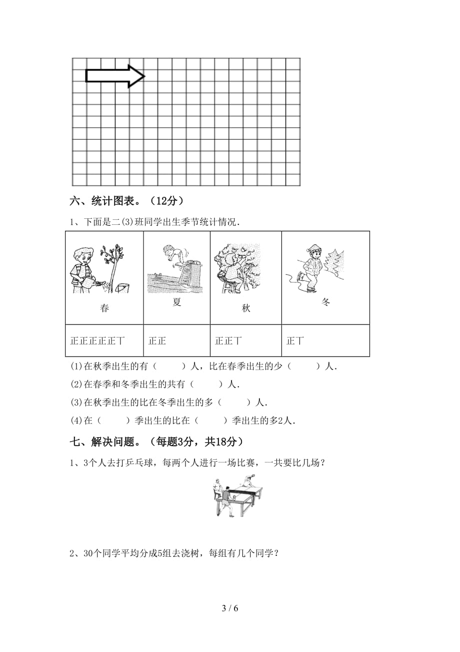 2020—2021年人教版二年级数学(上册)期中提升练习卷及答案_第3页