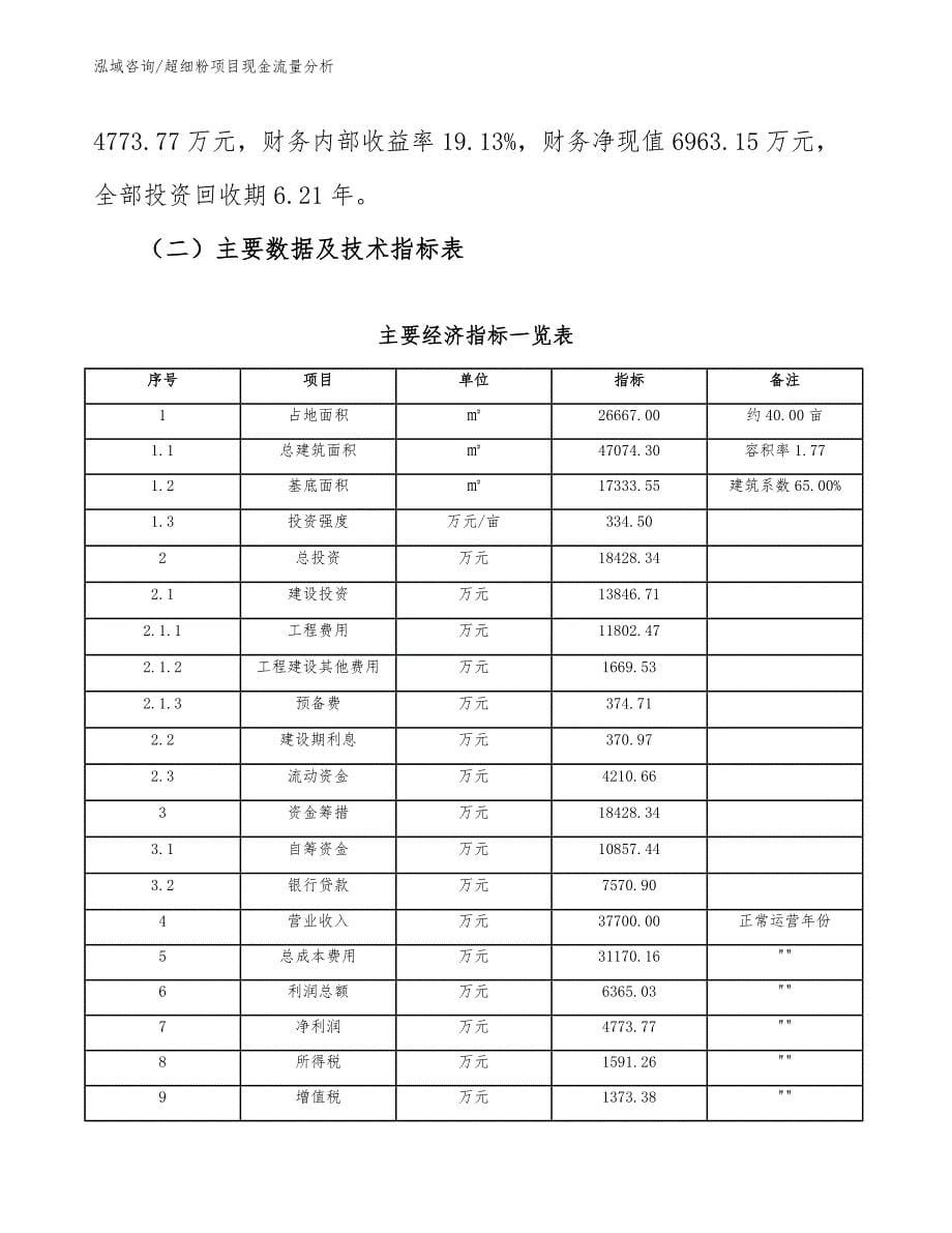 超细粉项目现金流量分析（完整版）_第5页