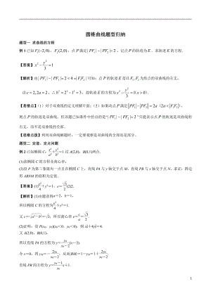 圆锥曲线题型归纳--高中数学