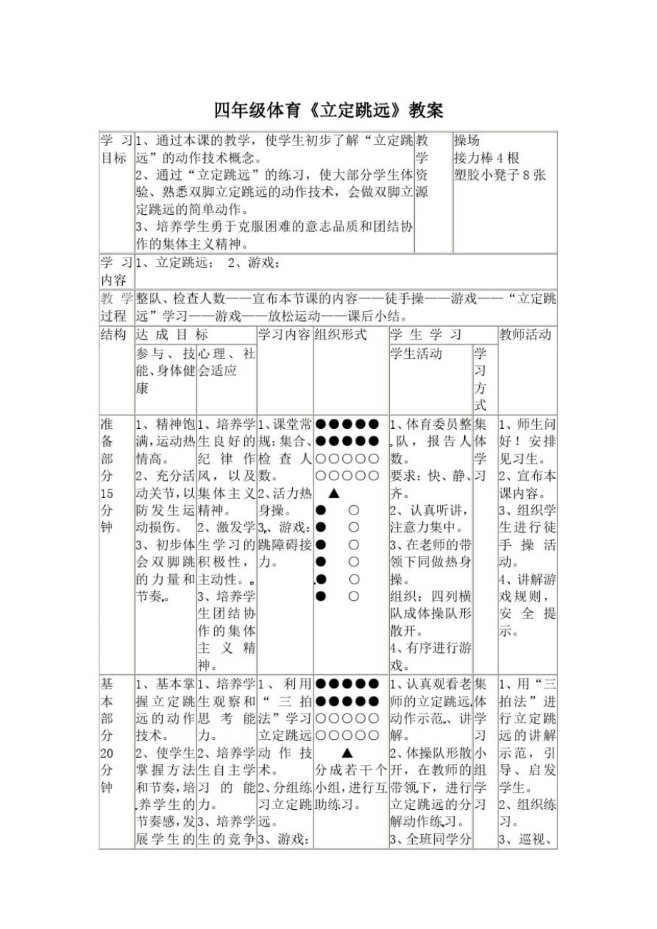 四年级体育《立定跳远》教案_第1页