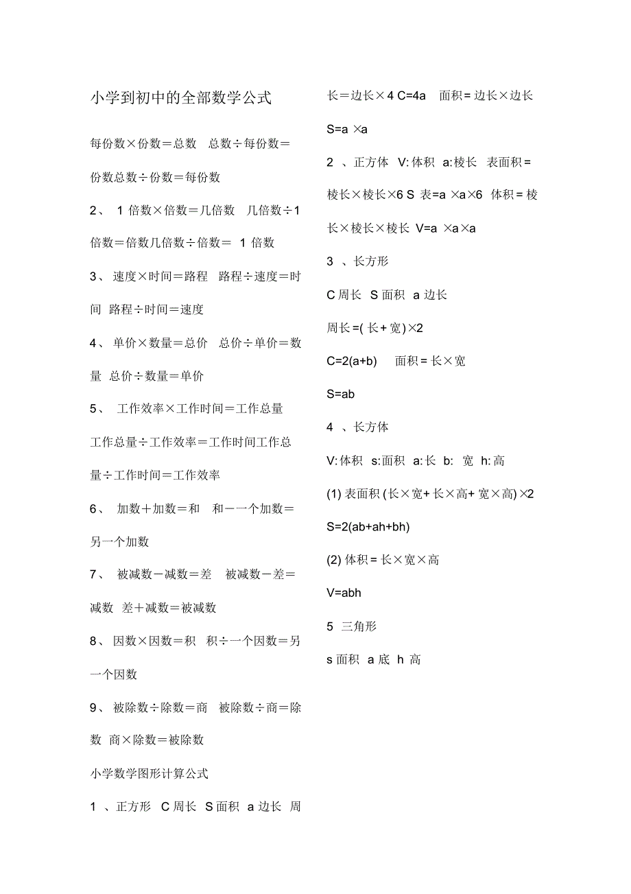 小学到初中的公式_第1页