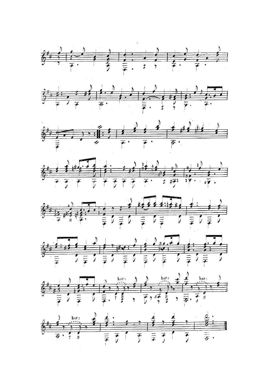 索尔作品32-3《华尔兹》Waltz-Op.32-no.3;F.-Sor-古典吉他谱_第4页