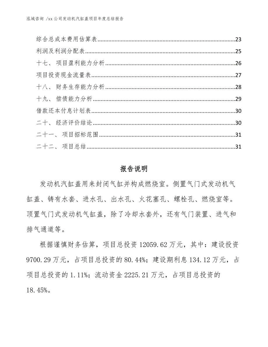 xx公司发动机汽缸盖项目年度总结报告（参考模板）_第2页